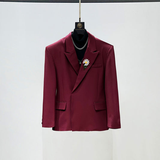 Daisy Brooch Tailored Jacket & Flare Trousers Setup WN23861