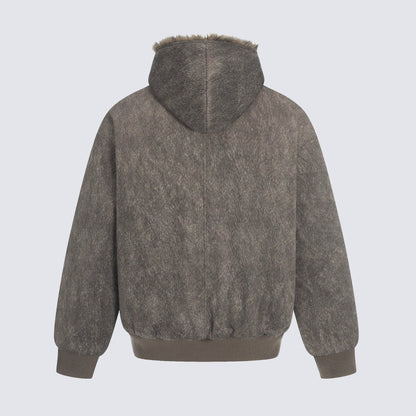 Deconstruction Fleece Lining Hooded Oversize Puffer Jacket WN27922