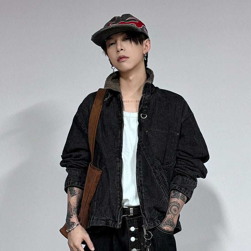 Washed Corduroy Patchwork Denim Jacket WN22937