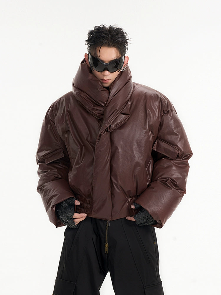 Scarf-Style Short Thick Puffer Jacket WN12114