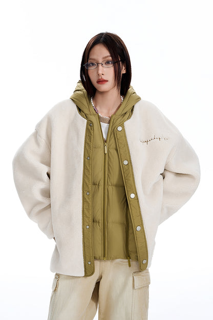 Detachable Down Liner Hooded Boa Jacket WN9816