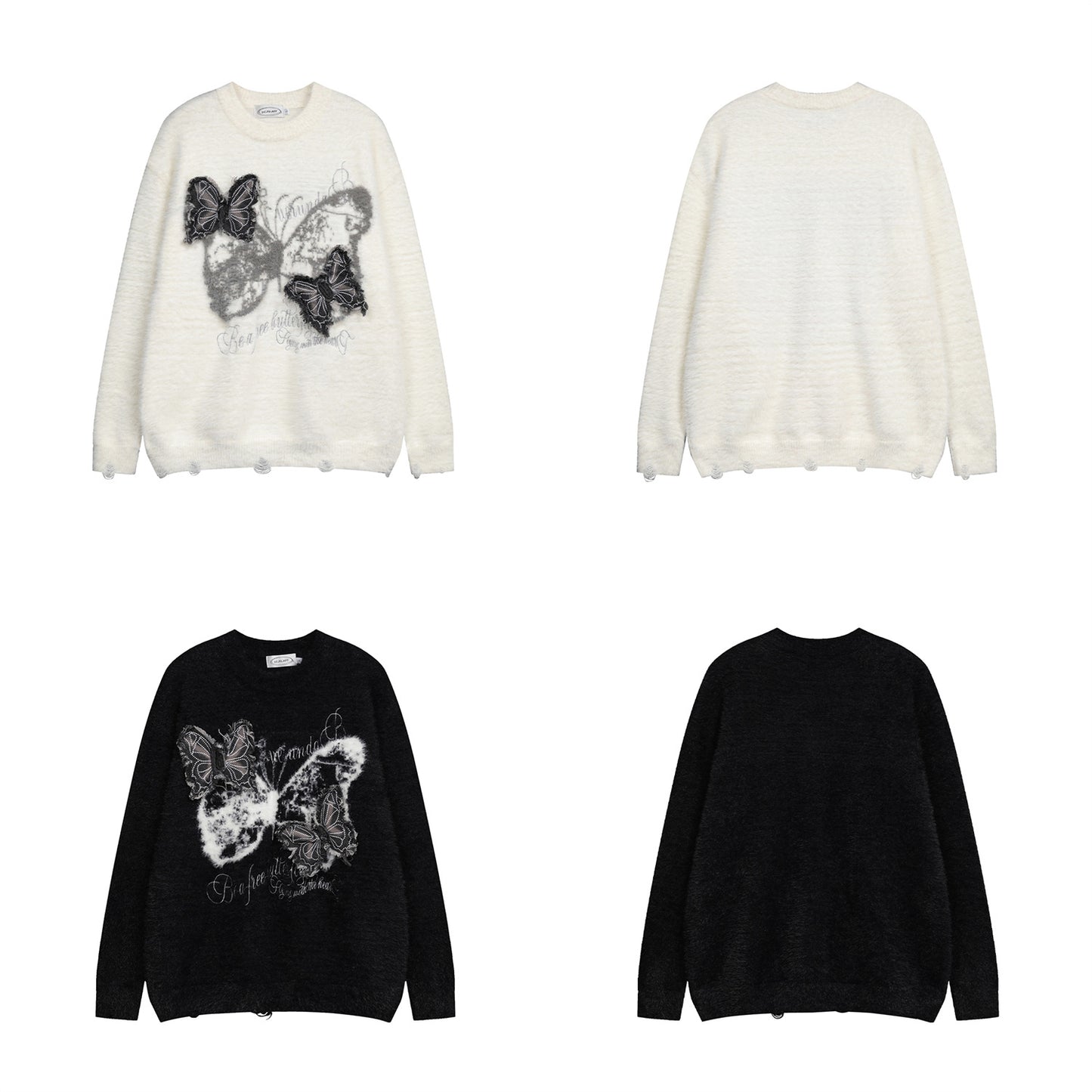 Butterfly Patchwork Embroidery Knit Sweater WN11539