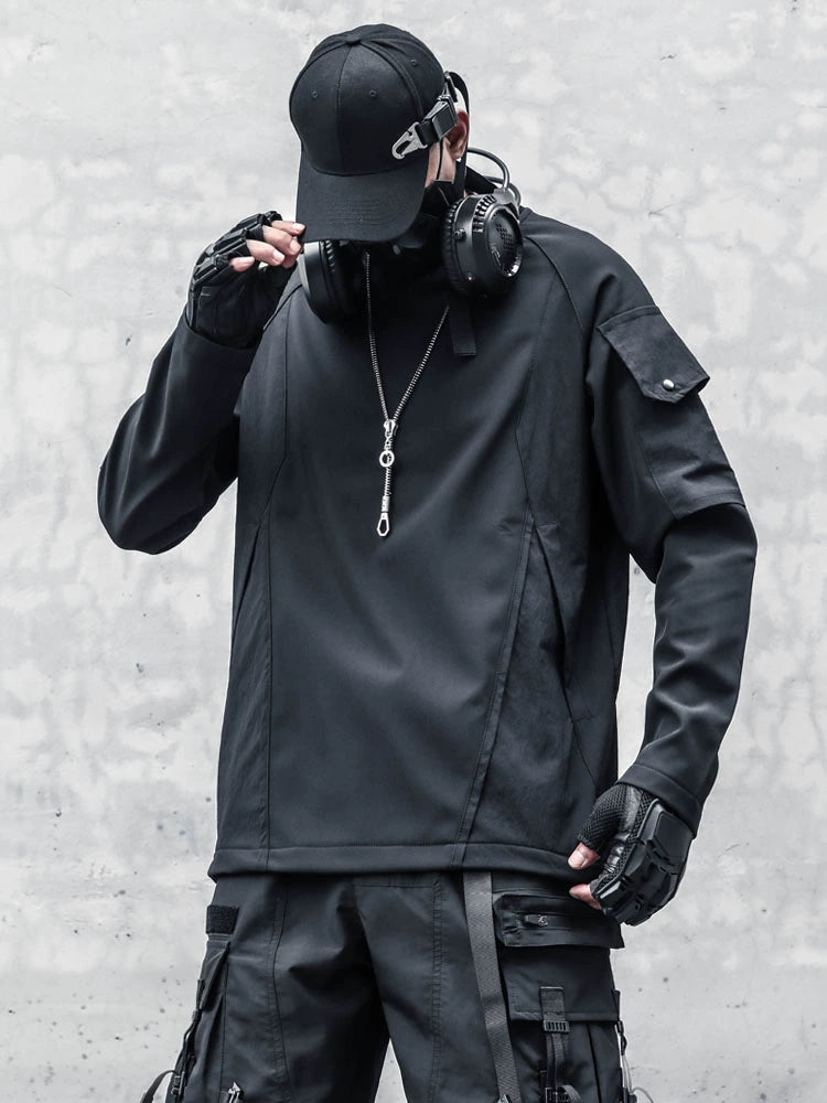 Fleece Lining Mix Patch Long Sleeve T-shirt WN22347