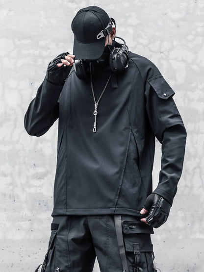 Fleece Lining Mix Patch Long Sleeve T-shirt WN22347