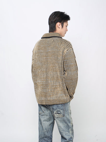 Gradient Stripe Knit Zipper Cardigan WN24467