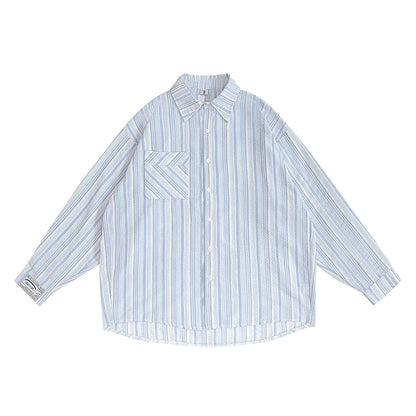 Oversize Stripe Long Sleeve Shirt WN7561