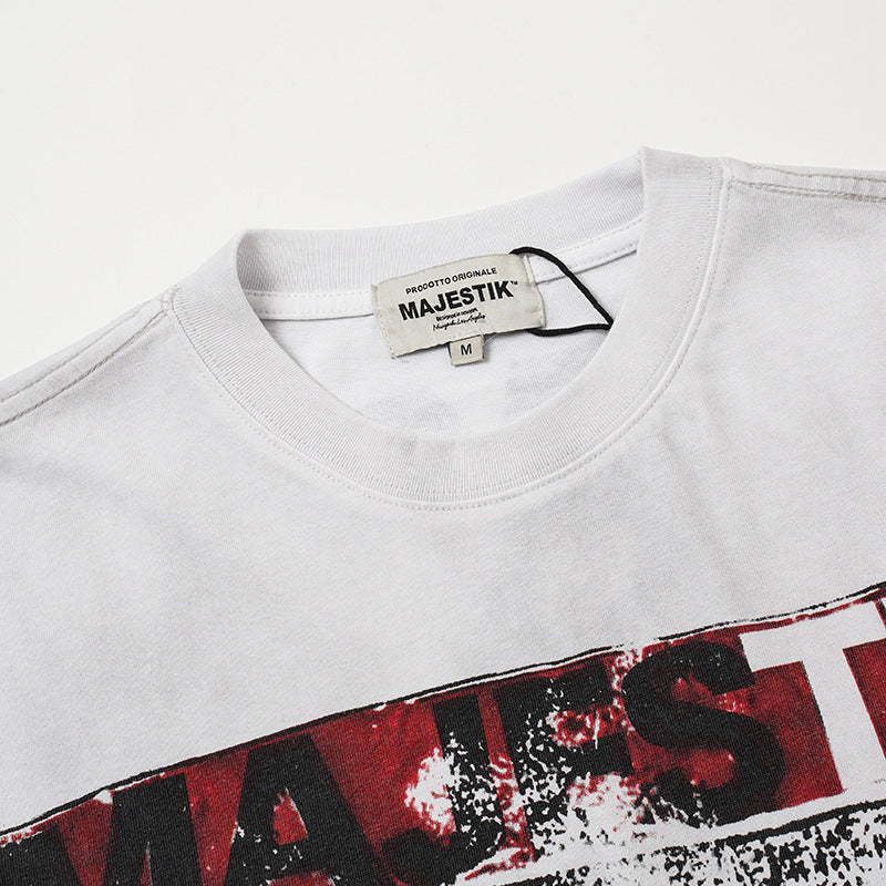 Washed Art Graphic Print Short Sleeve T-Shirt WN27822