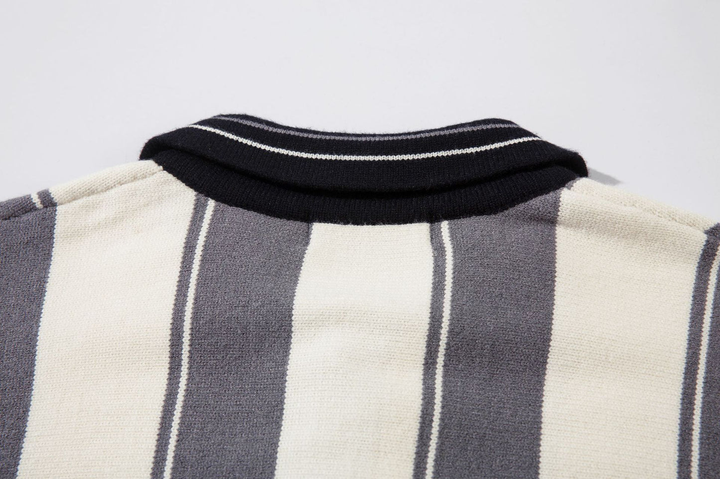 Colorblock Striped Polo Knit Sweater WN11393