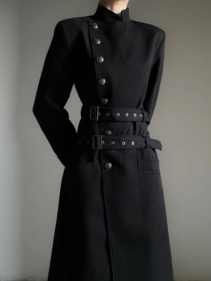 Structured Shoulder Two-Way Wear Standing-Collar Coat WN23123