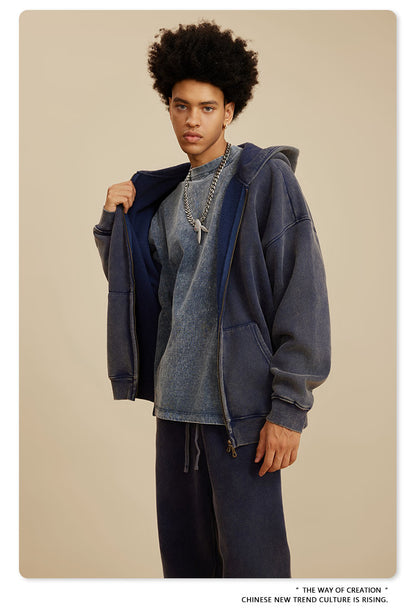 Oversize Washed Zipper Hoodie WN6461
