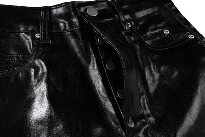 Coated Glossy Flare Denim Jeans WN11356