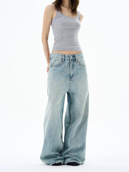 Raw Edge Wide Leg Denim Jeans WN19209