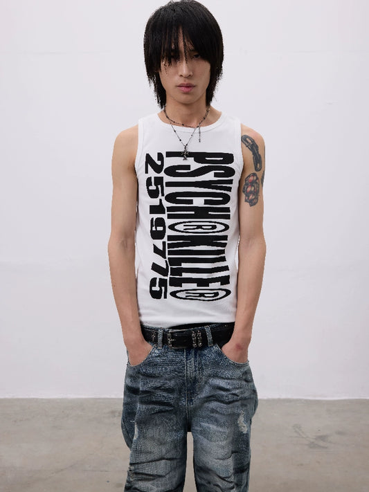 Number Print Ribbed Tank Top WN19067