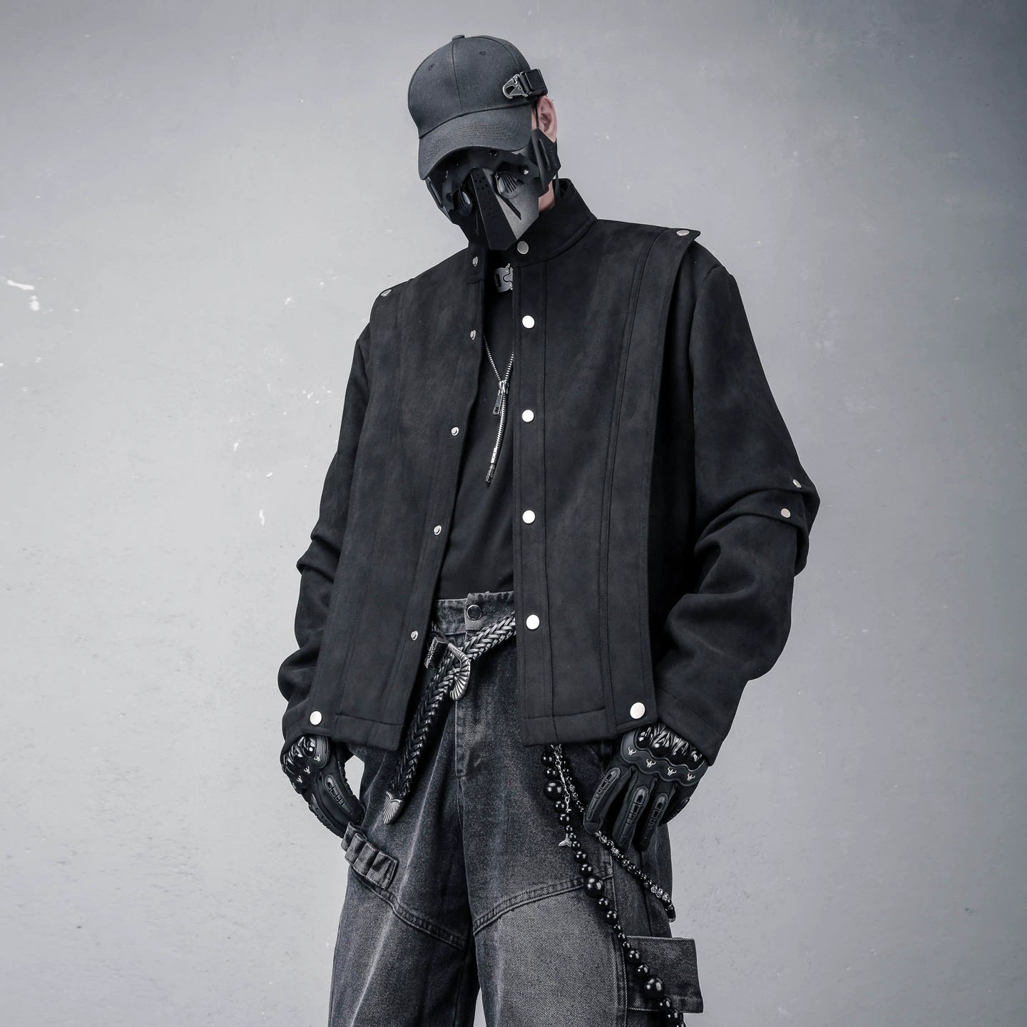 Suede-Look Stand Neck Oversize Jacket WN22385