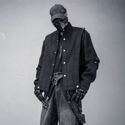 Suede-Look Stand Neck Oversize Jacket WN22385