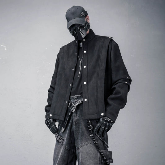 Suede-Look Stand Neck Oversize Jacket WN22385