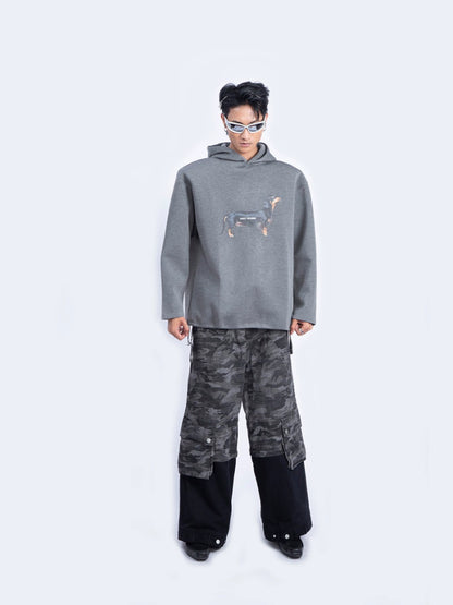 Dog Print Oversize Pullover Hoodie WN9235