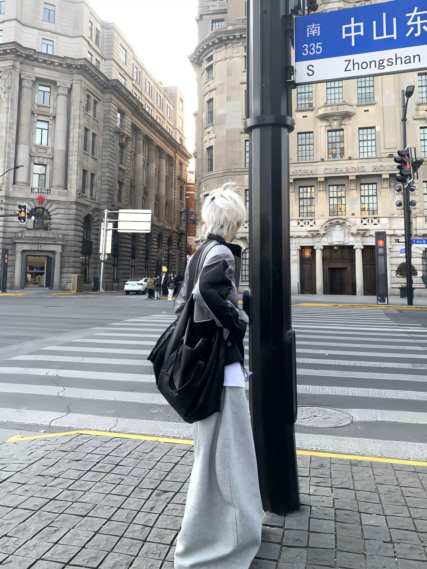 Black-Gray Patchwork Oversize Jacket WN19818