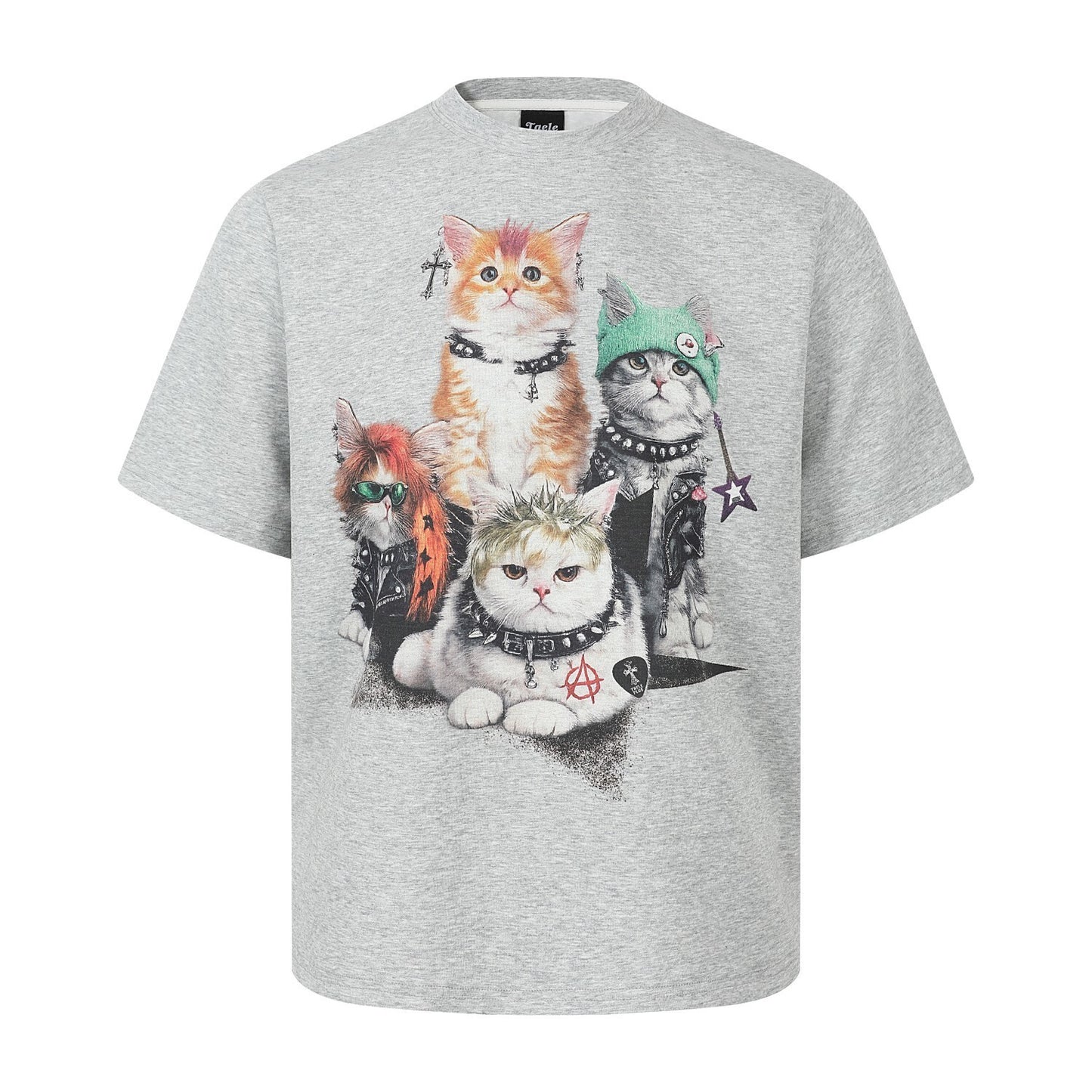 Cat Graphic Print Oversize Short Sleeve T-Shirt WN25684