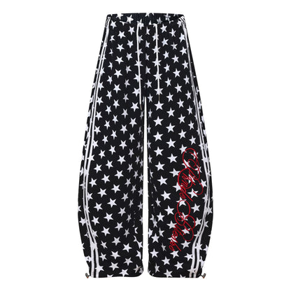 All-Over Print Deconstruction Wide Leg Curved Sweatpants WN25877