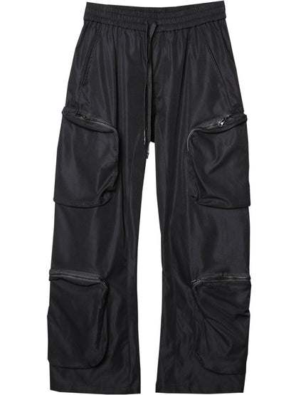 Multi-Pocket Zipper Wide Leg Cargo Pants WN22529