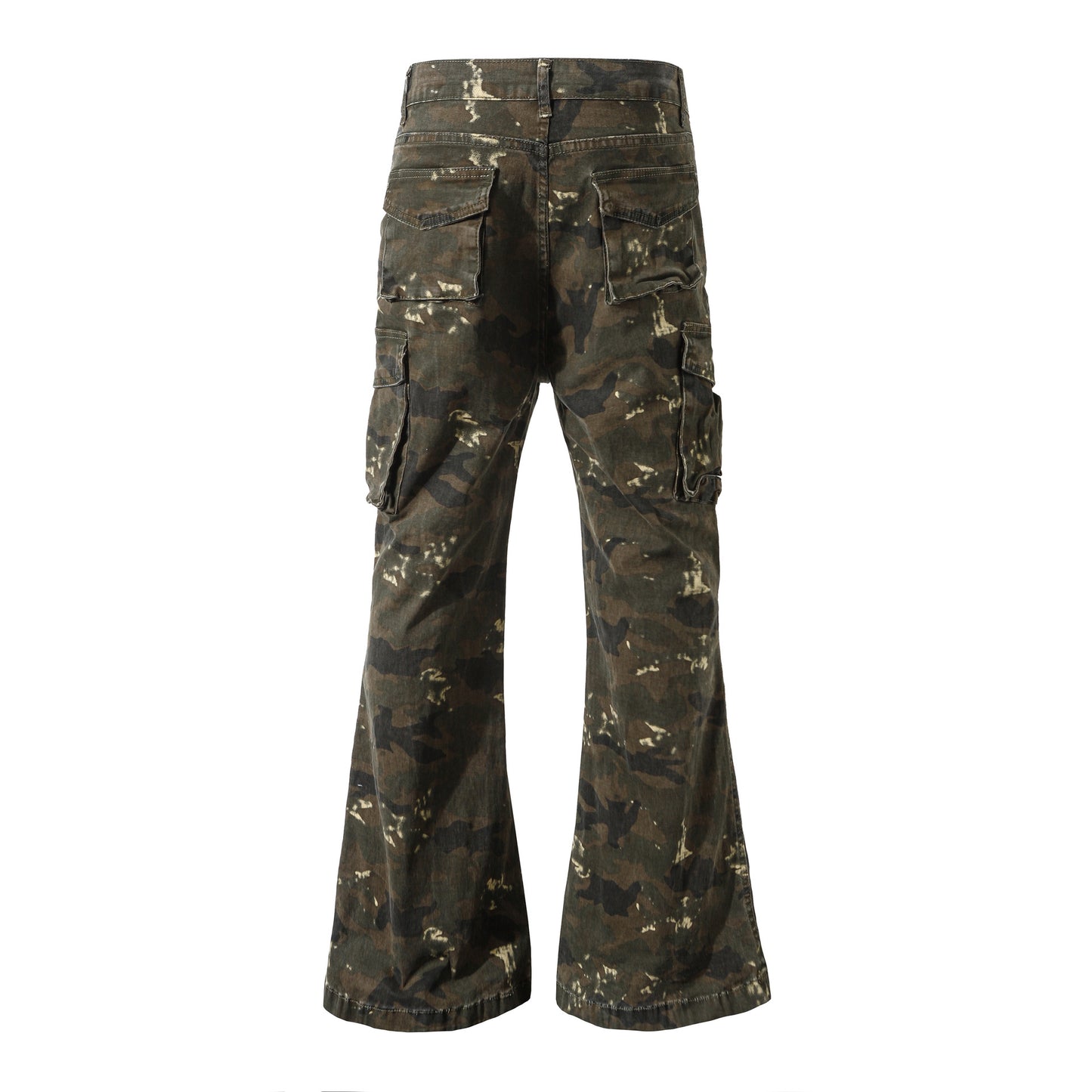 Washed Camouflage Multi-Pocket Cargo Denim Jeans WN11279