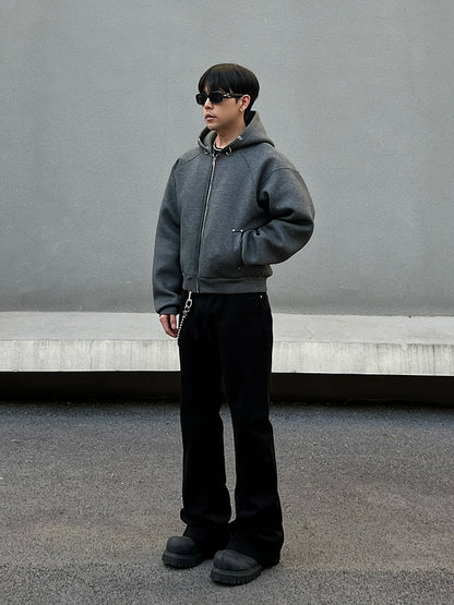 Oversize Zipper Short Hoodie WN19532