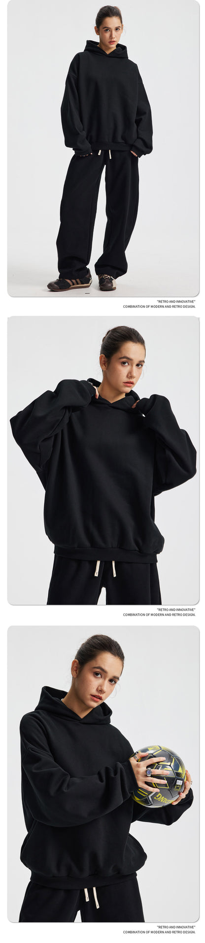 Fleece Lining Oversize Hoodie & Wide Leg Sweatpants Setup WN23113