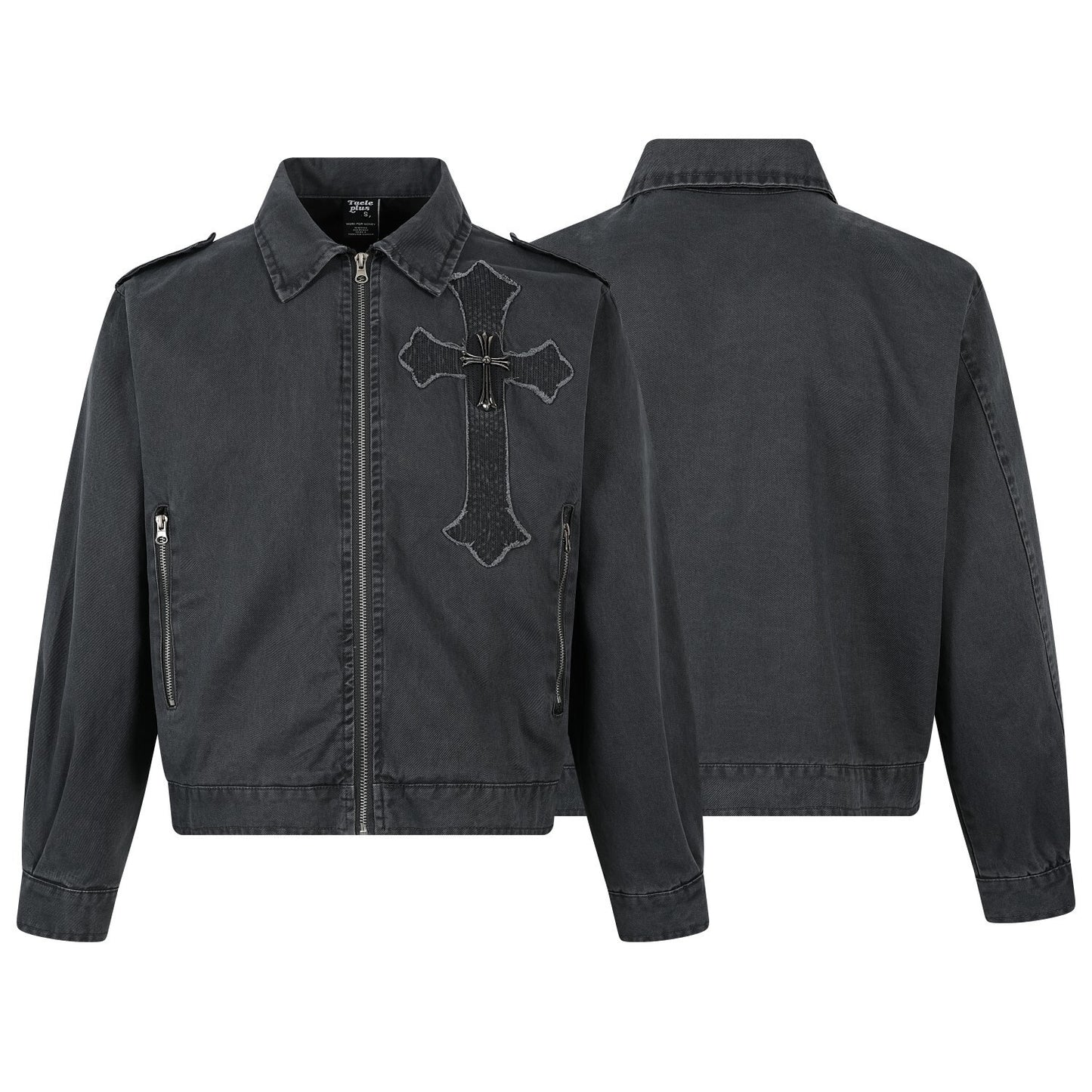 Cross Washed Workwear Zipper Jacket WN23035