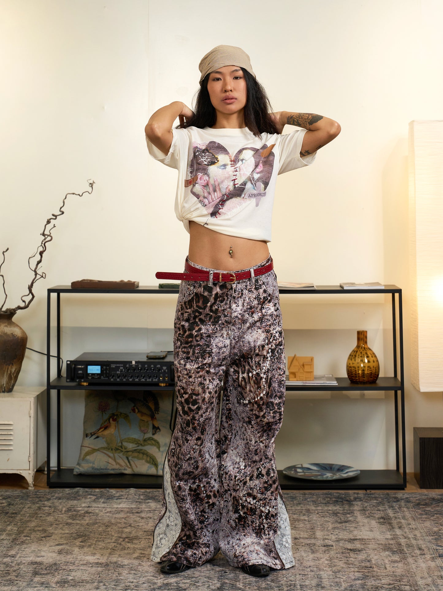 Digital Print Leopard Pattern Denim Jeans WN18992