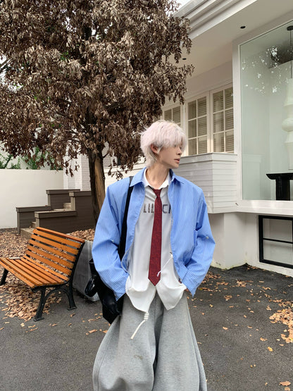 Striped Oversize Long Sleeve Shirt WN19872