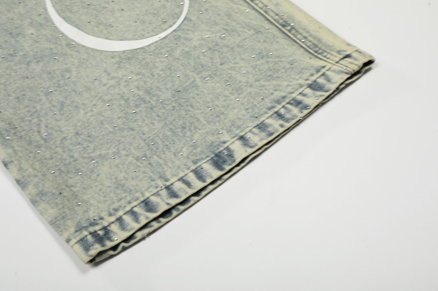 Washed Letter Print Wide Leg Denim Jeans WN25419
