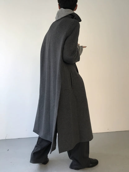 High Slit Single-Breasted Wool Coat WN21595