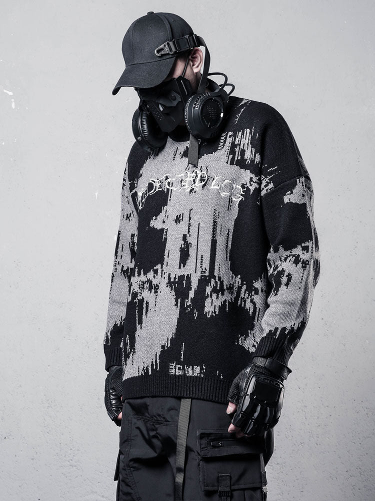 Paint Graphic Print Oversize Knit Sweater WN22477