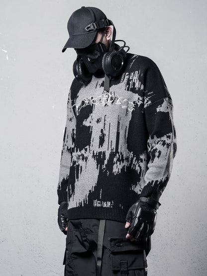 Paint Graphic Print Oversize Knit Sweater WN22477