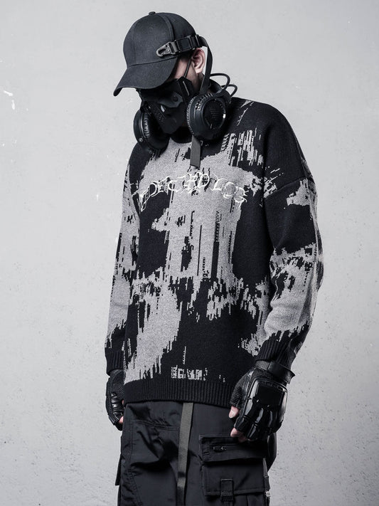 Paint Graphic Print Oversize Knit Sweater WN22477