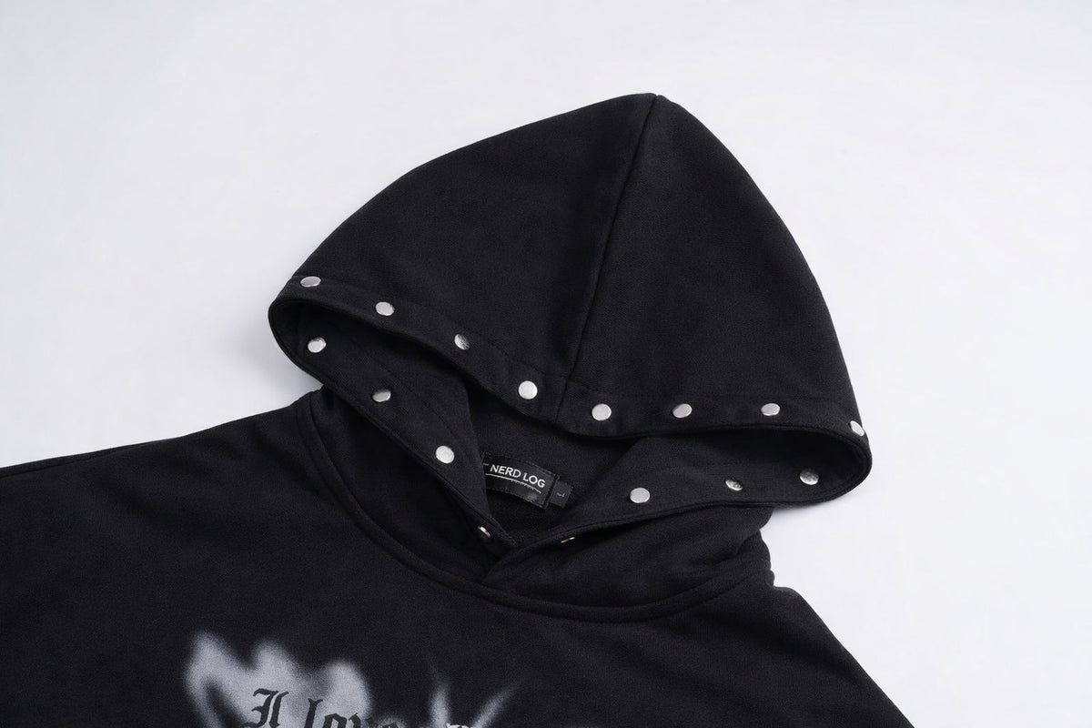 Studs Graphic Print Pocket Hoodie WN28003