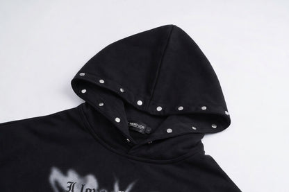 Studs Graphic Print Pocket Hoodie WN28003