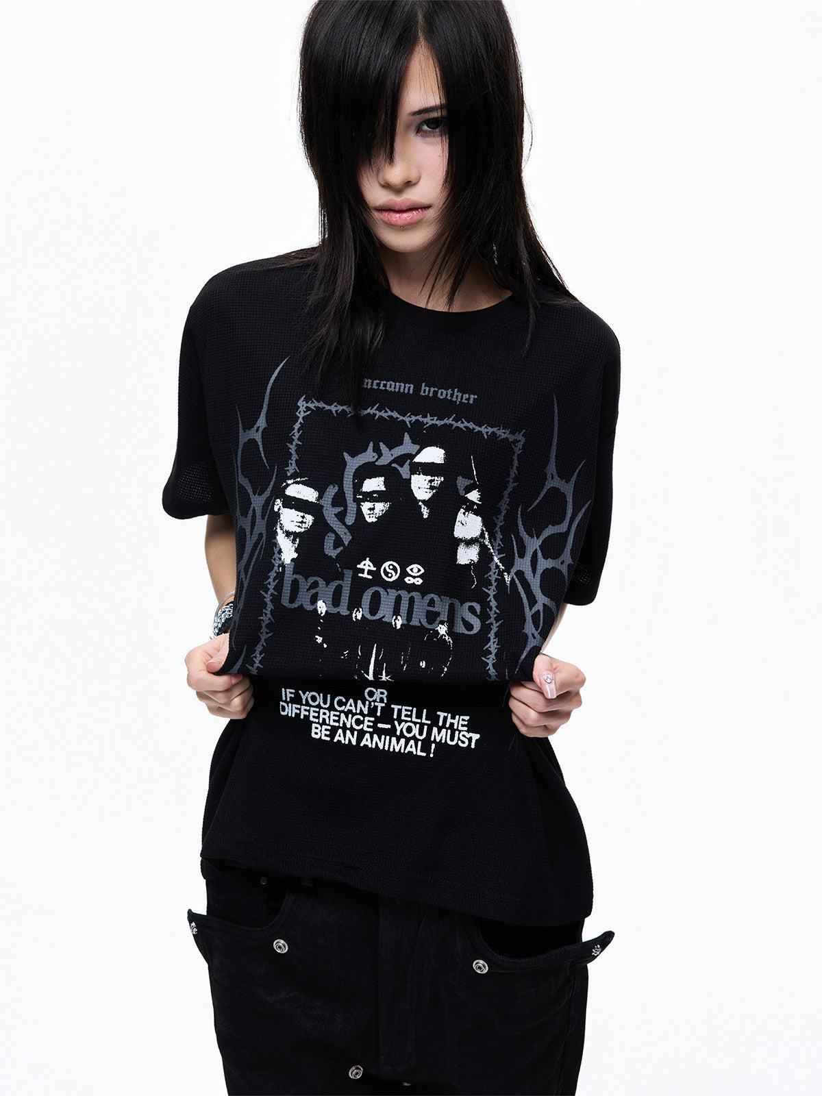 Portrait Print Oversize Short Sleeve T-Shirt WN27358
