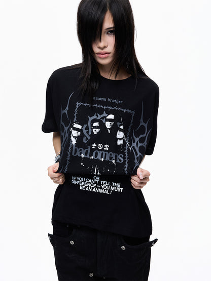 Portrait Print Oversize Short Sleeve T-Shirt WN27358