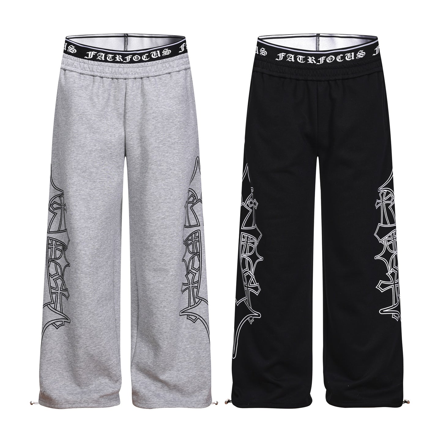 Letter Print Deconstruction Wide Leg Sweatpants WN26110