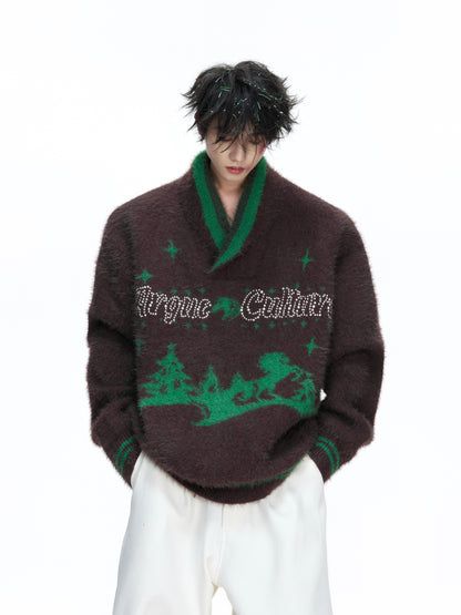 Woolen V-neck Knit Sweater WN22659