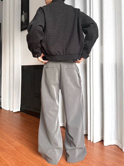 Pleated Structured Wide Leg Trousers WN22194