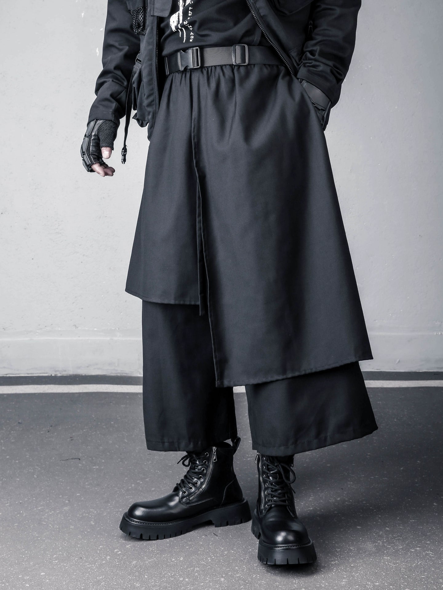 Asymmetric Mix Patch Wide Leg Pants WN22339