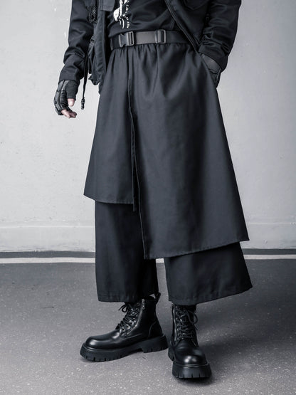 Asymmetric Mix Patch Wide Leg Pants WN22339