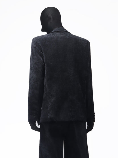 Suede Texture Tailored Jacket & Wide Leg Trousers Setup WN23711