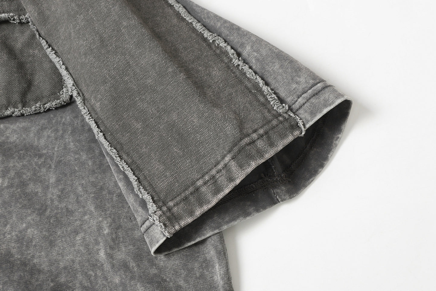 Washed Mock Neck Pocket Short Sleeve T-Shirt WN25407