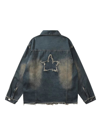 Washed Star Embroidery Denim Jacket WN28078