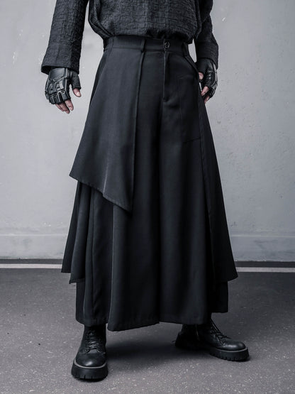 Deconstructed Multi Layer Mix Patch Wide Leg Trousers WN22364