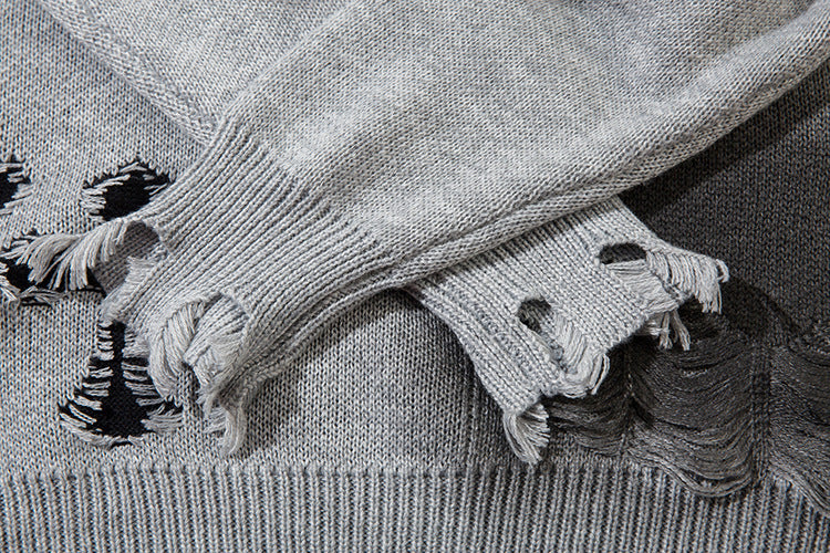 Spray Paint Cross Hole Kint Sweater WN11259